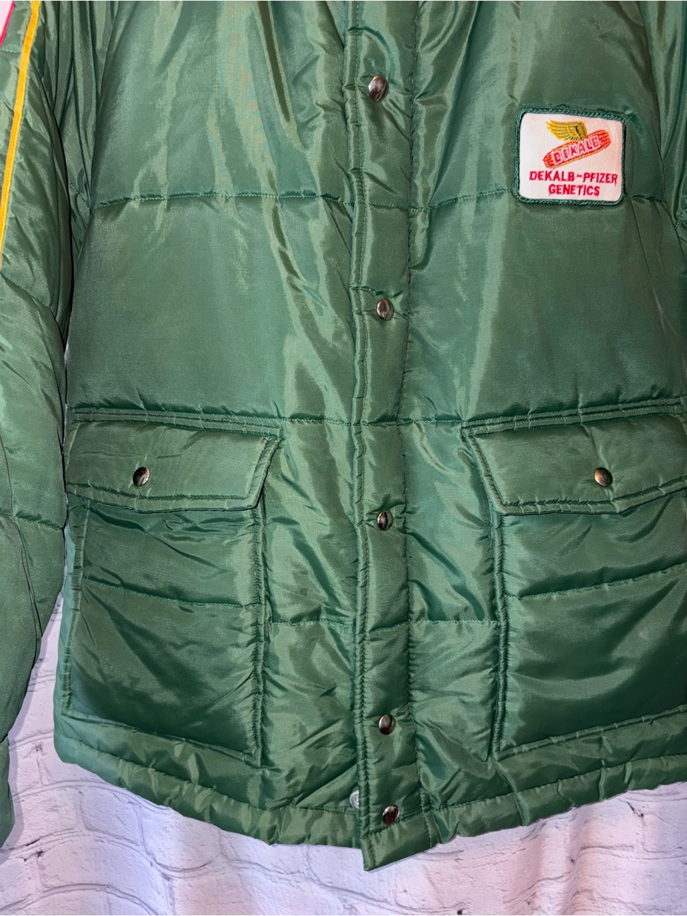 Dekalb Agricultural Swingster Satin Puffer Jacket Puffy Coat Vintage Retro Farm - Picture 4 of 16